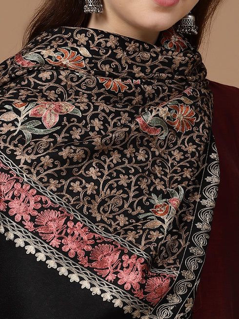 Women's Aari Embroidery Wool Shawl